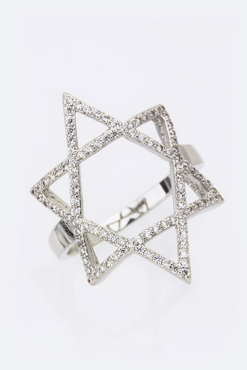 CZ Star Of David Ring