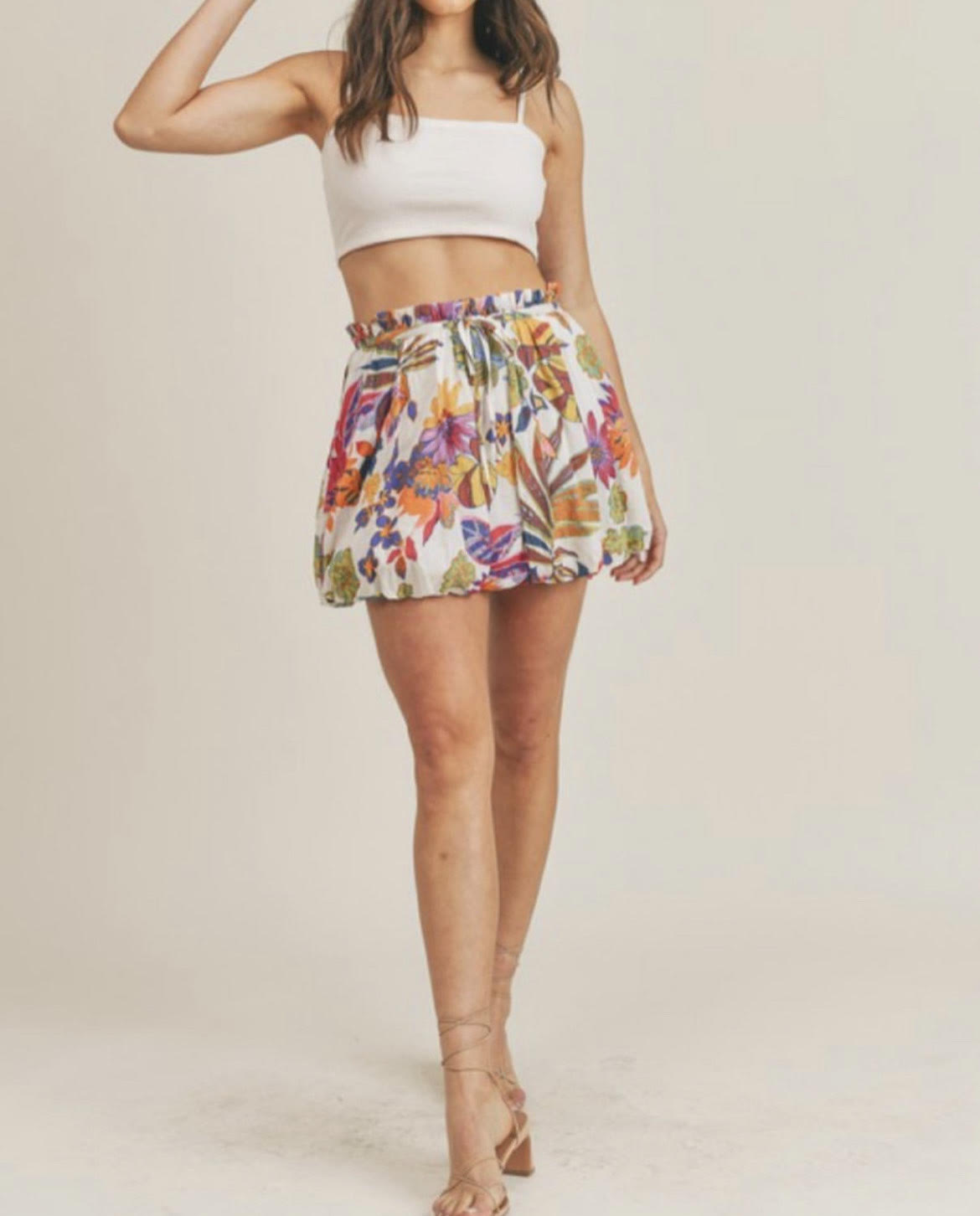 Floral Print Balloon Skirt