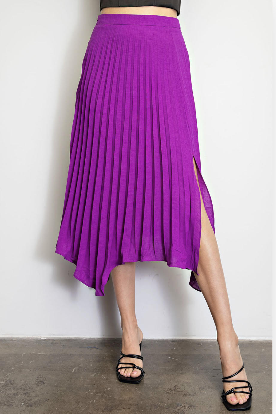 Asymmetrical Pleated Purple Maxi Skirt